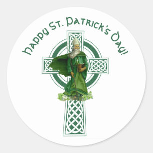Celtic Cross Irish Shamrocks St. Patricks Day Classic Round Sticker