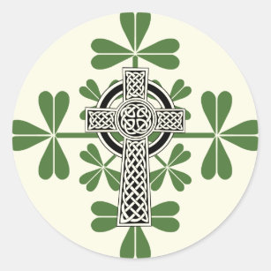 Celtic Cross Irish Shamrocks St. Patricks Day Classic Round Sticker