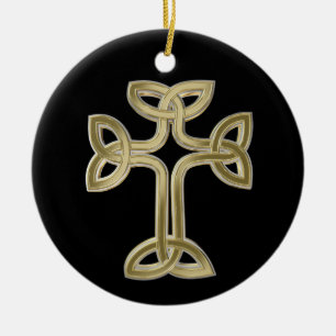 Celtic cross knot ceramic ornament