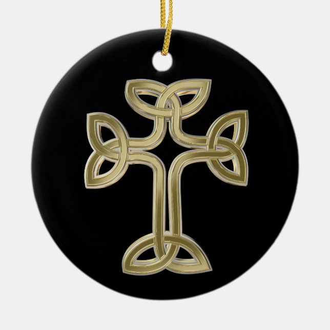 Celtic cross knot ceramic ornament (Front)
