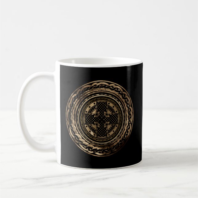 Celtic Cross Knot Irish Scottish Shield Warrior Coffee Mug (Left)