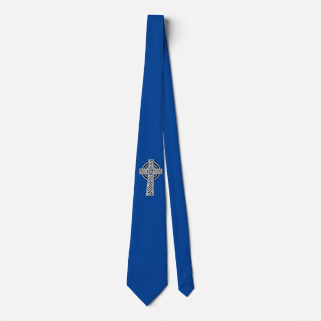 Celtic Cross on Blue Background Tie (Front)