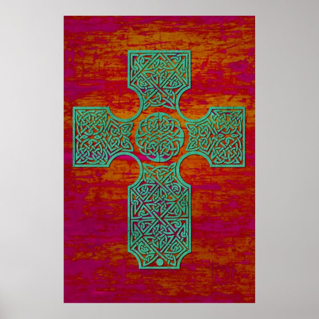 Celtic Cross: Patina on Red Poster (Front)