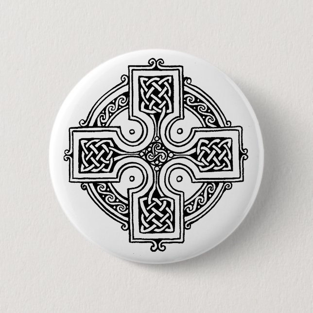 Celtic cross pattern 6 cm round badge (Front)