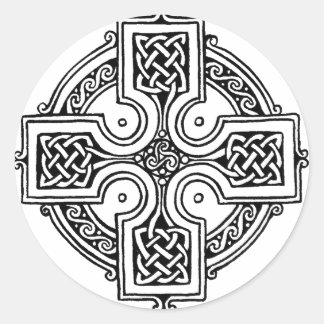 Celtic cross pattern classic round sticker