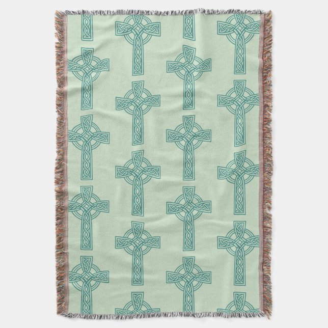 Celtic Cross Pattern Throw Blanket (Front Vertical)