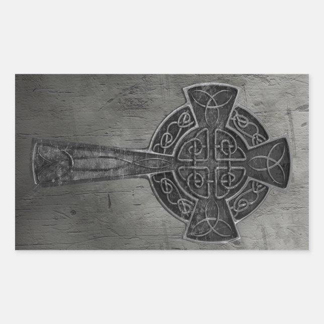 Celtic Cross Rectangular Sticker (Front)