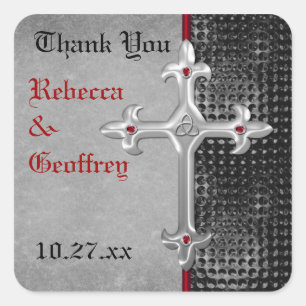 Celtic Cross Red, Black, Wedding Favour Sticker