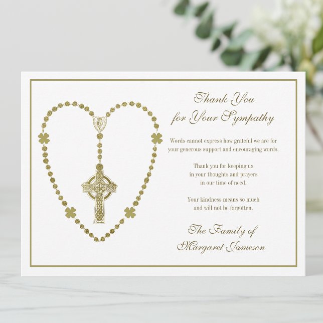 Celtic Cross Rosary Funeral Sympathy Thank You (Creator Uploaded)