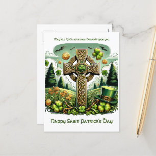 Celtic Cross: Saint Patrick's Day Celebration Holiday Postcard