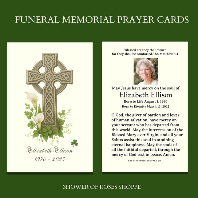  Celtic Cross Shamrocks Funeral Memorial Prayer  (Creator Uploaded)