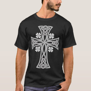 Celtic Cross Shamrocks Vintage St Patricks Day Art T-Shirt