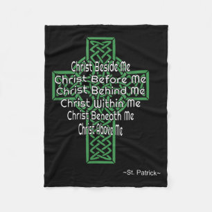 Celtic Cross Shirt St Patrick's Prayer Christian  Fleece Blanket