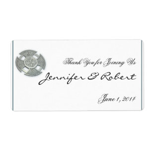 Celtic Cross Silver and White Water Bottle Label