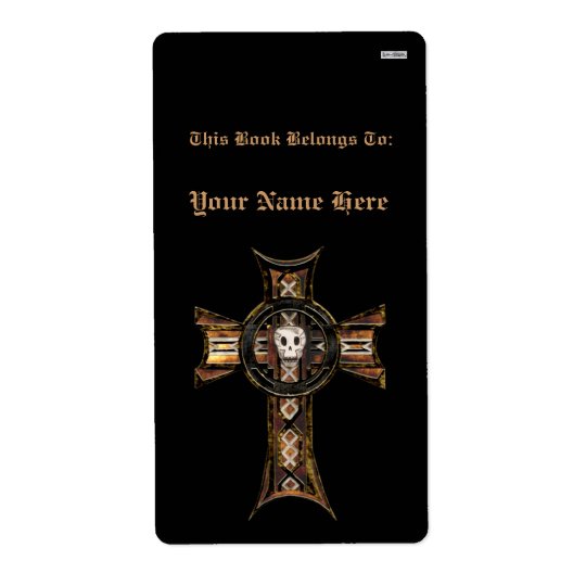 Celtic Cross & Skull (Gold) (Bookplate) Shipping Label