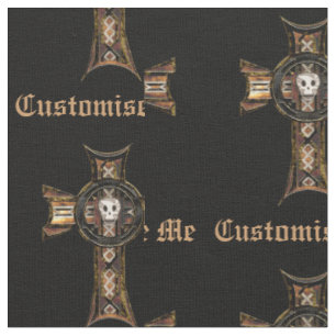 Celtic Cross & Skull (Gold) Fabric