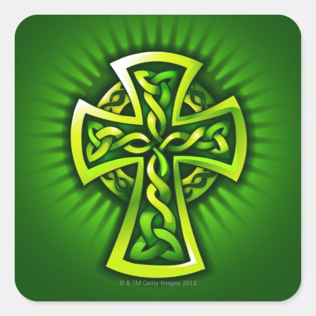 Celtic cross square sticker (Front)