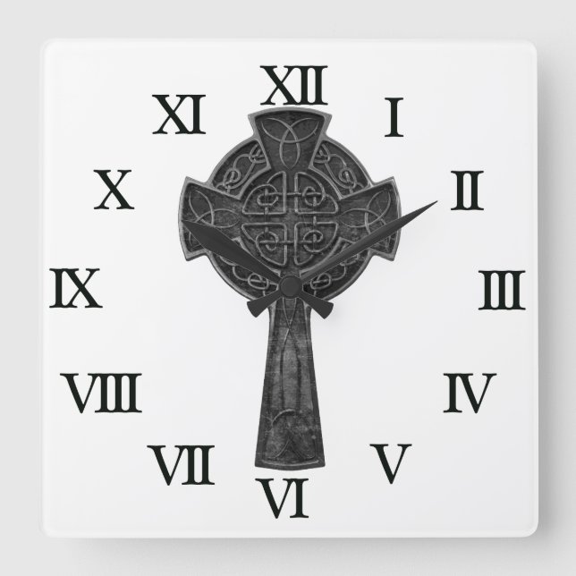 Celtic Cross Square Wall Clock (Front)