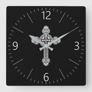 Celtic cross square wall clock