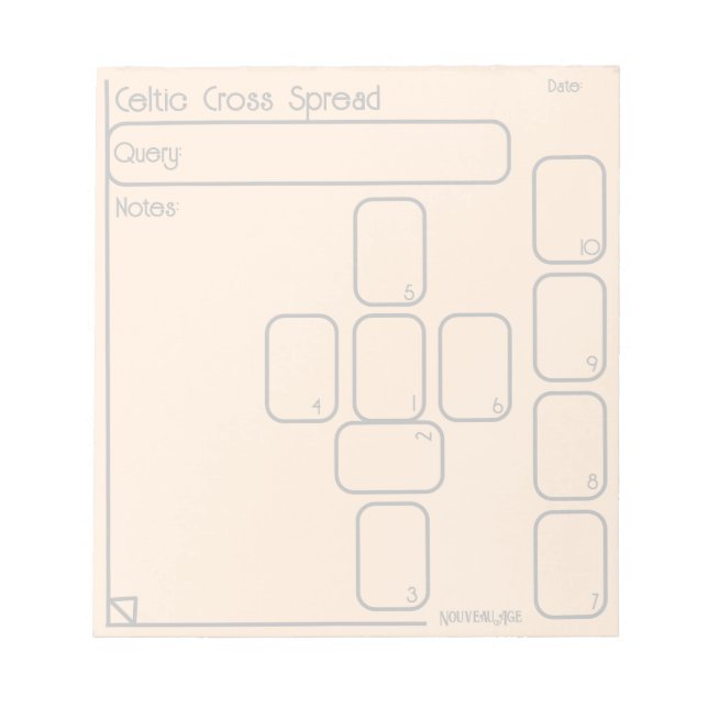Celtic Cross Tarot Spread (medium, simple gold) Notepad (Front)