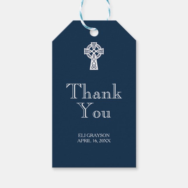 Celtic Cross Thank You Tag - Modern (Front)