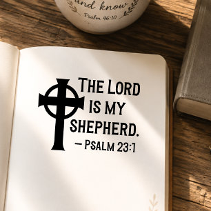 Celtic Cross The Lord Is My Shepherd Psalm 23:1 Rubber Stamp