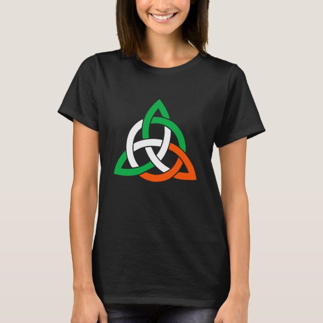 Celtic Cross Trinity Knot Triquetra Irish Flag Poc T-Shirt (Front)