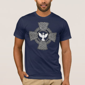 Celtic Cross with Dove in Centre black and white T-Shirt