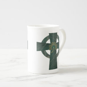 Celtic Cross with Shamrock Bone China Mug