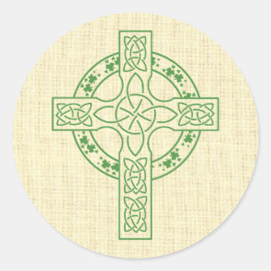 Celtic Cross With Shamrock Ring Classic Round Sticker