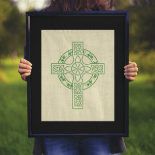 Celtic Cross With Shamrock Ring   Poster