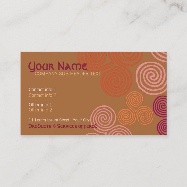 Celtic Curl Swirl Business Card (Front)