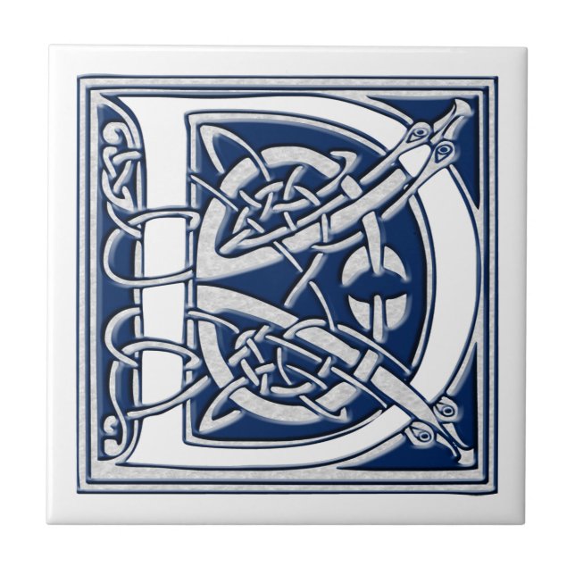 Celtic D Monogram Ceramic Tile (Front)