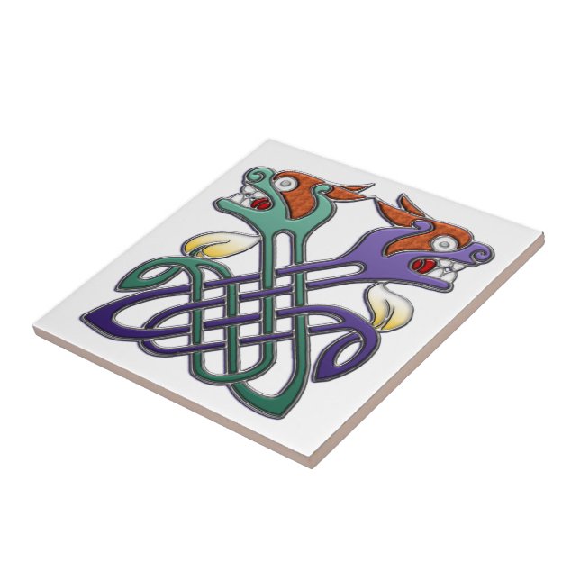 Celtic Design Split Heads Ceramic Tile (Side)