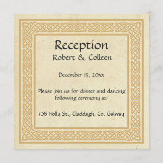 Celtic Design with Claddagh Wedding Reception. Invitation