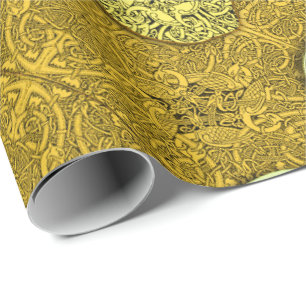 Celtic Dogs, Horses and Birds in Gold Wrapping Paper