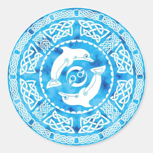 Celtic Dolphin Classic Round Sticker (Front)
