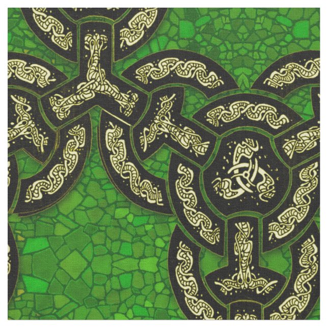 Celtic Dragon Chain Grande in Dark Green Fabric (Close Up)