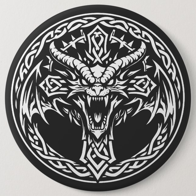Celtic Dragon Emblem by BurnsInHell 6 Cm Round Badge (Front)