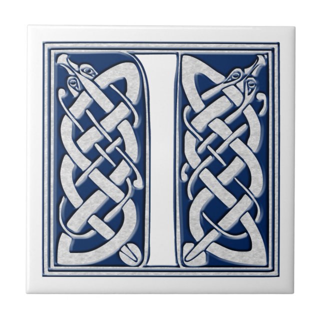 Celtic Dragon Initial I Ceramic Tile (Front)