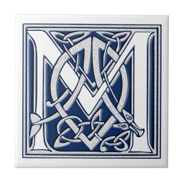 Celtic Dragon Initial M Ceramic Tile (Front)