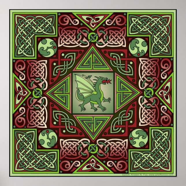 Celtic Dragon Labyrinth Fine Art Poster (Front)