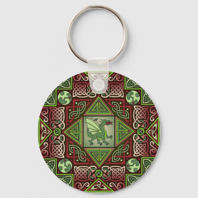 Celtic Dragon Labyrinth Key Ring (Front)