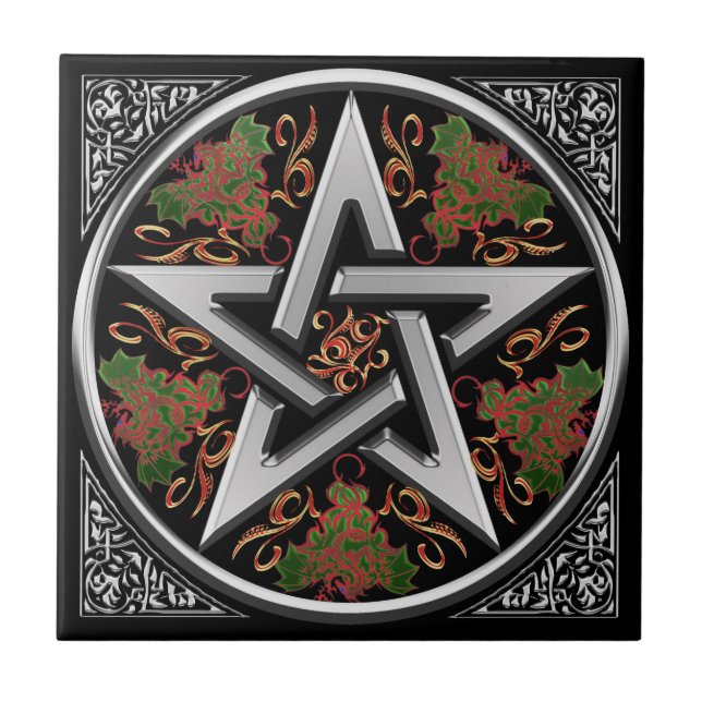 Celtic Dragon Pentagram Tile (Front)