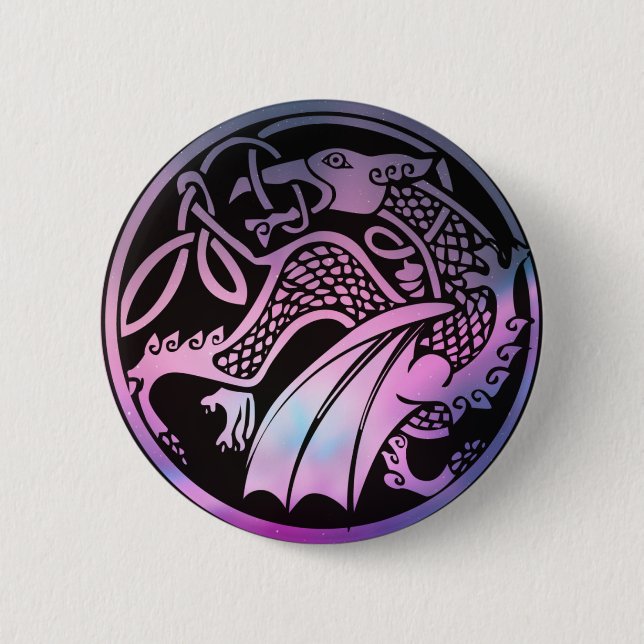 Celtic Dragon Round 6 Cm Round Badge (Front)