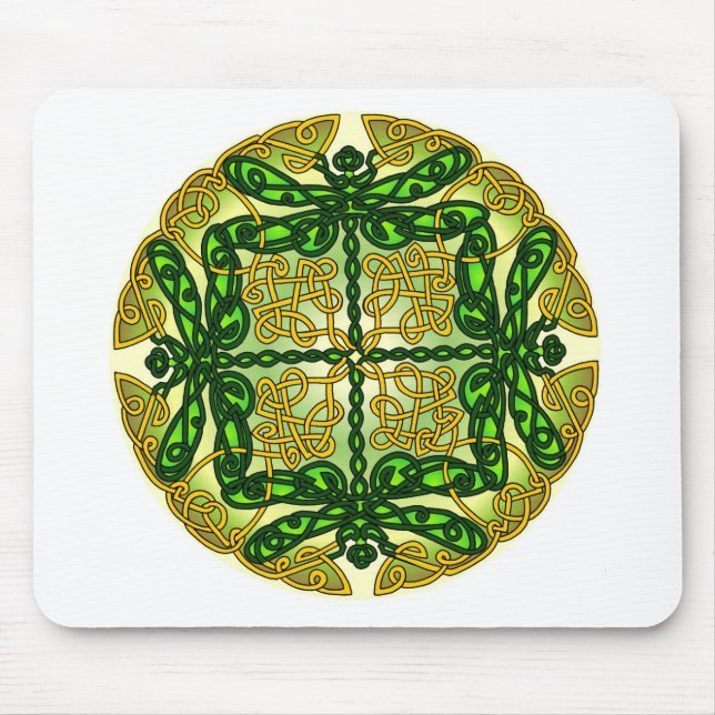 Celtic Dragonflies Green Mouse Pad (Front)