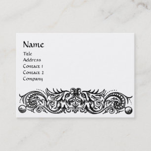 CELTIC DRAGONS BLACK WHITE MONOGRAM BUSINESS CARD
