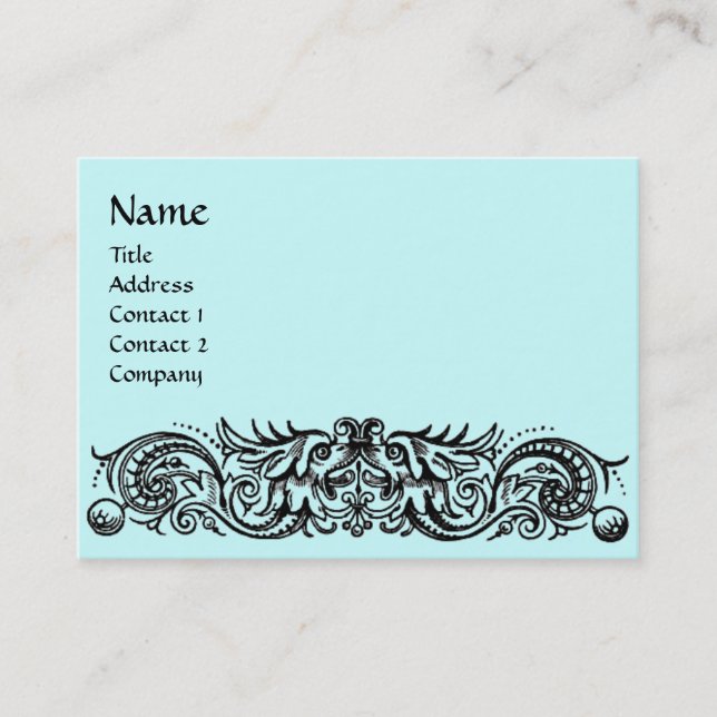 CELTIC DRAGONS MONOGRAM ,blue Business Card (Front)