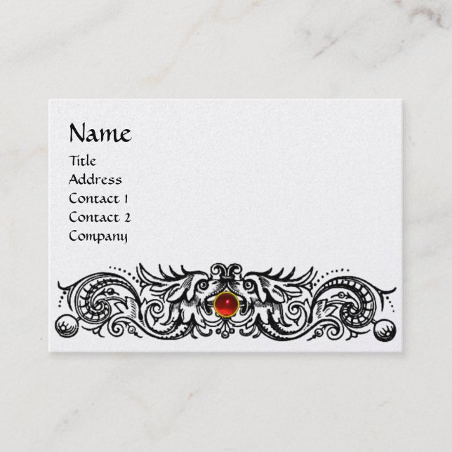 CELTIC DRAGONS MONOGRAM platinum metallic ,silver Business Card (Front)