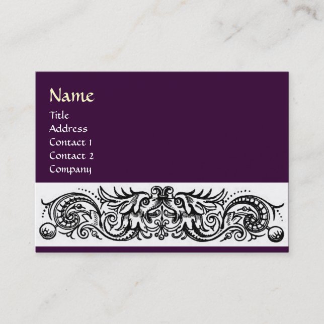CELTIC DRAGONS MONOGRAM ,purple Business Card (Front)